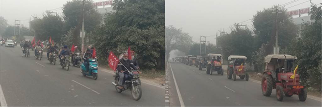 United Kisan Morcha workers and employees organizations held a tractor march